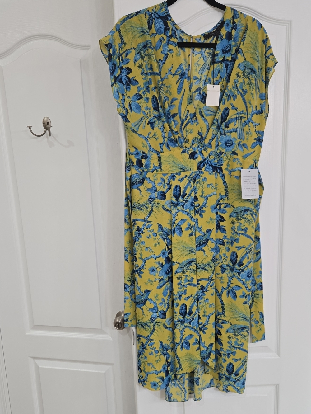 BCBG Yellow and Blue Floral Midi Dress